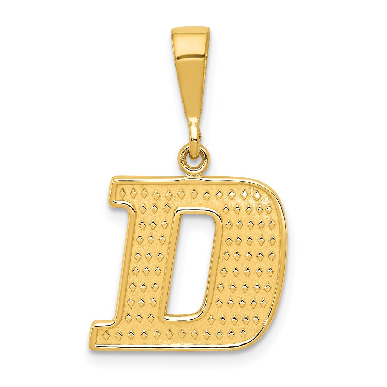 14K Yellow Gold Initial D Charm Letter Pendant Jewelry 26mm x 15mm